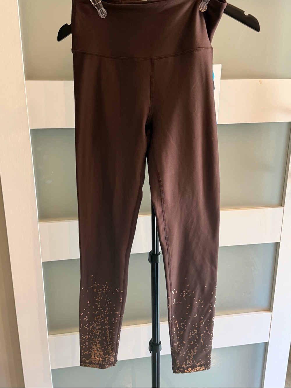 Marika Brown Leggings with Gold Sparkle Hem